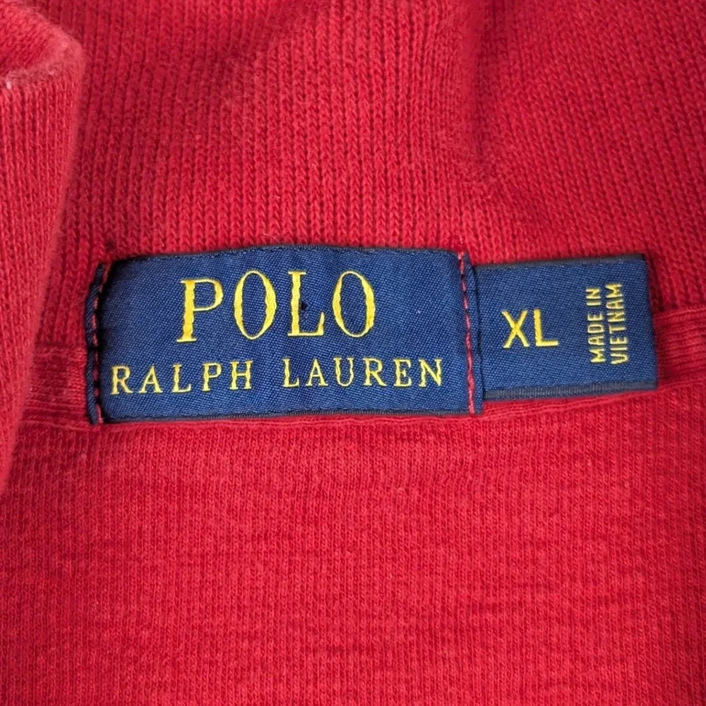 Polo Ralph Lauren Mens XL Red 100% Cotton Quarter Zip Pullover Sweater Logo
